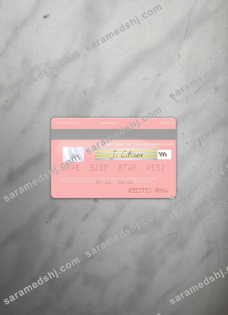 Argentina Bank of the City of Buenos Aires visa card photolook back